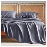 Bedsure Cooling Sheets for Full Size Bed, Viscose Derived from Bamboo, Deep Pocket up to 16\", Breathable Soft Bed Sheets & Pillowcases, Dark Grey