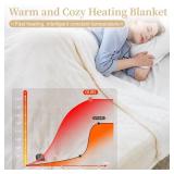 Electric Heated Throw Blanket 50\" x 60\", Soft Plush Flannel & Sherpa Electric Blanket with 8 Heat Settings, 1-12H Auto-Off, Fast & Even Heating, Machine Washable, Ideal for Home & Office, Beige