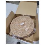 Elcoho 10 Pieces Round Woven Placemats 13.8 Inch Boho Rattan Placemats Farmhouse Braided Place Mats Woven Plate Chargers Rustic Wicker Table Mats for Dining Table