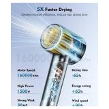 Snugluv Hair Dryer, 160000 RPM High Speed 200 Million Ionic Blow Dryer, Professional Hair Blow Dryer with Diffuser and Nozzle for Home, Travel & Salon Use, 120V