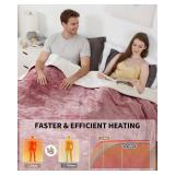 GarveeHome King Size Electric Blanket with Dual Control, Pink Heated Blanket King, Velvet Soft Cozy Heating Blankets, 4 Heat Settings & 10H Auto Off, Machine Washable, ETL Certified, 90\" x 100\"