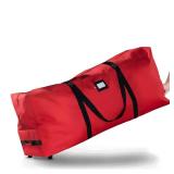 ZOBER 600D Oxford Fabric Rolling Christmas Tree Storage Bag - Fits 7.5 Ft Artificial Trees - Waterproof Christmas Tree Bag For Storage Box For Xmas, Durable Handles and Wheels - Card Slot - Red