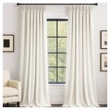 Drapenova 92 Inch Long Velvet Pinch Pleated Custom Drapery 2 Panels Neutral Beige White Viral Famous Back Tab Curtains,Room Divider Light Blocking Privacy Textured Curtains 40\"X92\", Bay Window