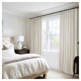 Drapenova 92 Inch Long Velvet Pinch Pleated Custom Drapery 2 Panels Neutral Beige White Viral Famous Back Tab Curtains,Room Divider Light Blocking Privacy Textured Curtains 40\"X92\", Bay Window