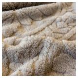 LweiPsqLin Fluffy Velvet Fitted Sheet Twin Size - Micro Fleece Bed Sheet with 15\" Deep Pockets, Bohemian Floral Jacquard Mattress Cover, Shrink & Fade Resistant, Gray