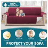 Turquoize 100% Waterproof Couch Cover Sofa Covers Washable Couch Covers for 3 Cushion Couch Pet Friendly Triple Non-Slip Couch Cover for Dogs Furniture Covers for Pets, Kids,Dog (Sofa 70\", Burgundy)