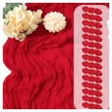 15 Pack Red Cheesecloth Table Runner 17 x 108 inch Cheese Cloth Table Runners 9ft Red Table Runner Rustic Romantic Sheer Gauze Runner for Wedding Party Baby Shower Table Decoration