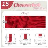 15 Pack Red Cheesecloth Table Runner 17 x 108 inch Cheese Cloth Table Runners 9ft Red Table Runner Rustic Romantic Sheer Gauze Runner for Wedding Party Baby Shower Table Decoration