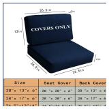 Patio Cushion Covers Replacement, Deep Seat Patio Cushions Cover set of 4, Waterproof Seat and Back Cushions Cover for Outdoor Furniture Chair, Sofa, Couch(Dark Blue,26.5\"x26.5\"x4\"+26.5\"x13\"x4\")