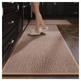Yancorp Kitchen Rugs Set of 2 PCS Long Kitchen Mats for Floor Kitchen Rug Non-Slip Washable Jute Kitchen Rug Gray Runner Rugs Hallway