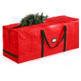 ZOBER 9 Ft Large Christmas Tree Storage Bag - Fits 9 Ft Artificial Trees - Plastic, Waterproof Christmas Tree Bag For Storage Box For Xmas - Strong, Durable Handles - Label Card Slot - Red