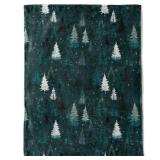 ainori Christmas Decorative Throw Blanket White Snowy Tree and Green Forest Print Decoration, Soft Flannel Winter Blankets for Couch Bed Sofa, Holiday Home Decor, Xmas Festival Gifts 50x60 Inch