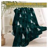 ainori Christmas Decorative Throw Blanket White Snowy Tree and Green Forest Print Decoration, Soft Flannel Winter Blankets for Couch Bed Sofa, Holiday Home Decor, Xmas Festival Gifts 50x60 Inch