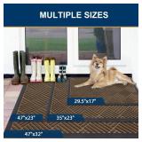 Smiry Front Door Mat Outside Entrance, Heavy Duty Outdoor Indoor Natural Rubber Doormat, Non Slip, Trap Dirt and Moisture, Easy Clean, Low Profile Patio Porch Entryway Mat, 29.5x17, Brown