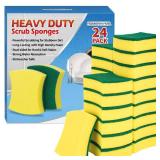 HOMERHYME Heavy Duty Scrub Sponges 24 Pack, Double-Side Design, Long-Lasting Kitchen Sponges, High Density Dish Sponge.