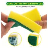 HOMERHYME Heavy Duty Scrub Sponges 24 Pack, Double-Side Design, Long-Lasting Kitchen Sponges, High Density Dish Sponge.