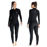 Skyone Wetsuits for Men Women, 3MM Neoprene Wetsuit Full Body Wet Suit in Cold Water, Scuba Diving Suit Long Sleeves Front Zip Warm Swimsuit for Swimming Surfing Snorkeling (Women Black, Medium)
