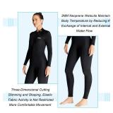 Skyone Wetsuits for Men Women, 3MM Neoprene Wetsuit Full Body Wet Suit in Cold Water, Scuba Diving Suit Long Sleeves Front Zip Warm Swimsuit for Swimming Surfing Snorkeling (Women Black, Medium)