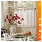jinchan Colorful Striped Linen Kitchen Curtains 24 Inch Tier Curtains Farmhouse Modern Cafe Small Window Treatments Light Filtering Rod Pocket for Living Room Bathroom 2 Panels Multi Green