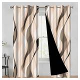 Ruelvth Cream Blackout Curtains, Abstract Ombre Cream Striped Window Curtains for Living Room Modern Room Darkening Grommet Curtains, 42x84 Inch, 2 Panels