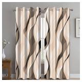 Ruelvth Cream Blackout Curtains, Abstract Ombre Cream Striped Window Curtains for Living Room Modern Room Darkening Grommet Curtains, 42x84 Inch, 2 Panels