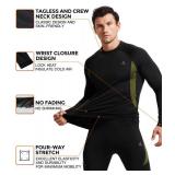 CL convallaria Thermal Underwear for Men, Long Johns Winter Hunting Gear Sport Base Layer Top and Bottom Set Midweight Black L