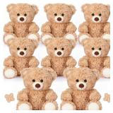 Liliful 8 Pieces 8 Inch Bear Stuffed Animal Bulk Stuffed Animals Gift Plush Toys Bear Party Favors for Baby Shower Centerpieces Wedding Birthday Party Gifts Supplies(Light Brown)