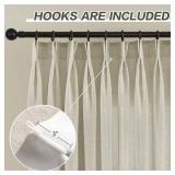 MASWOND Faux Linen Pinch Pleated Curtain 72W x 96L Inches, Extra Wide Light Filtering Semi Sheer Curtains for Living Room Patio Door, Pinch Pleat Window Drapes with Hooks (1 Panel, Linen)