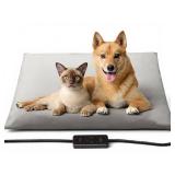 Toozey Large Heated Pet Mat 35x24 in - Waterproof, Chew Resistant, 6 Temp Settings with Timer, Indoor Use for Dogs and Cats