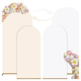 Arch Backdrop Cover Set of 2(6ft/7.2ft) Double Color Wedding Arch Cover Spandex Fitted Arch Covers,Round Top Arch Backdrop Cover for Baby Party Birthday Banquet Shower (White+Cream)
