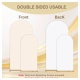 Arch Backdrop Cover Set of 2(6ft/7.2ft) Double Color Wedding Arch Cover Spandex Fitted Arch Covers,Round Top Arch Backdrop Cover for Baby Party Birthday Banquet Shower (White+Cream)