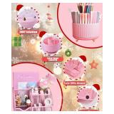 LXEVIHK 21Pcs Pink Desk Organizers and Accessories With Mesh Desk Organizer and 360Â°Rotating Pen Holder and a Lot of Office Pink Office Supplies Beautifully Presented in a Gift Box