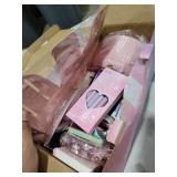 LXEVIHK 21Pcs Pink Desk Organizers and Accessories With Mesh Desk Organizer and 360Â°Rotating Pen Holder and a Lot of Office Pink Office Supplies Beautifully Presented in a Gift Box