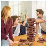 Canuan Wooden Tumbling Tower, 54PCS Blocks Stacking Games for Party, Camping, Outdoor Games for Kids Adult and Families, Classic Stacking Tower Montessori Toys Tabletop Games with Storage Box