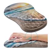 Hokafenle Ergonomic Mouse Pad Wrist Support, Wrist Rest Mousepad for Carpal Tunnel Pain Relief with Integrated Memory Foam Slope Massage Bulge (11.8x7.9 inch,Beach Sunset
