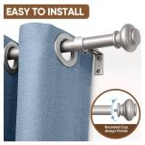 SIMEWIN Silver Curtain Rods for Windows 28 to 48 Inches Adjustable Decorative 1 Inch Diameter Single Window Curtain Rod Set with Classic Finials, Silver Finishing