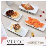 Miicol Small Platters Set of 6, Ceramic Rectangle Plates 9 Inch, Modern Sushi Plate Set, White Serving Dishes for Serving Food, Appetizer, Dessert, Dinner, Party