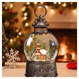Christmas Snow Globes Lantern, Church and Christmas Tree Christmas Decorations Indoor, 6H Timer Battery & USB Powered Light Up Musical Snow Globes for Kids Women Adults Gift Thanksgiving Home Decor