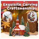 Christmas Snow Globes Lantern, Church and Christmas Tree Christmas Decorations Indoor, 6H Timer Battery & USB Powered Light Up Musical Snow Globes for Kids Women Adults Gift Thanksgiving Home Decor