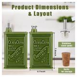 Remerry 2pcs Olive Oil Can Container 24 oz Ceramic Olive Oil Dispenser Bottle for Kitchen with Spout and Wooden Cork Suitable for Vinegar, Coffee Syrups & Other Liquids