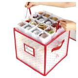 Sattiyrch Plastic Christmas Ornament Storage Box with Trays,Customizable Dividers, Dust-Proof Durable Ornament Organizer Holder,Christmas Storage Containers,Holds 64 x 3 Ornaments