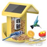 Bird Feeder with Camera Solar Powered : Smart Camera Bird Feeder 2K Live Steam for Outdoor, 5MP Photos, AI Identification, 1.8L Large Capacity, Gifts for Mom Dad, Built in Dual Solar Panel