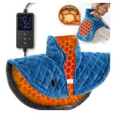 Graphene Heating Pad for Neck and Shoulders,Weighted Heat Wrap for Back,Machine Washable Heat Pads for Back Relaxation, Fast Heat, Auto-Off Timer, Gifts for Women Men Mom Dad (Blue, 19x21inch)