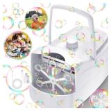 Bubble Machine, Automatic 18000+ Per Minute Big Bubbles Blower Maker for Kids Toddlers with 2 Speeds,6 Wands,Operated by Plugin or Batteries for Outdoor/Indoor Birthday Parties,Wedding (White)