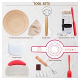 Complete Sourdough Starter Kit, Banneton Bread Proofing Basket with Glass Sourdough Starter Jar, Sourdough Bread Baking Supplies, 9