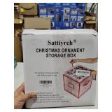 Sattiyrch Plastic Christmas Ornament Storage Box with Trays,Customizable Dividers, Dust-Proof Durable Ornament Organizer Holder,Christmas Storage Containers,Holds 64 x 3 Ornaments