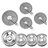 Stove Burner Drip Pan WB31T10010(6\") WB31T10011(8\") and Electric Stove Replacement Burner WB30M1(6\") and WB30M2(8\") Compatible for G-E Hot-point Ken-more Electric Range Stove by MIFLUS