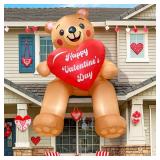 AerWo 8FT Valentines Inflatables Sitting Bear, LED Lighted Romantic Valentines Day Inflatables Outdoor Decorations, Valentines Day Blow Up Decorations for Roof Garden Yard Lawn