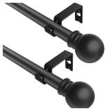 Black Curtain Rods 2 Packs for Windows 36\"- 48\", Decorative Drapery Rod Adjustable, 5/8 inch Small Curtain Rod for Bedroom, Living Room, Kitchen and Outdoors