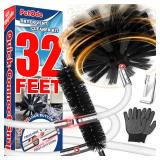 PetOde 32 Feet Dryer Vent Cleaner Kit, Enhanced Flexible Quick Snap Brush with Drill Attachment for Effective Cleaning, 360 Degree Rotation Without Loosening, Use with or Without a Power Drill